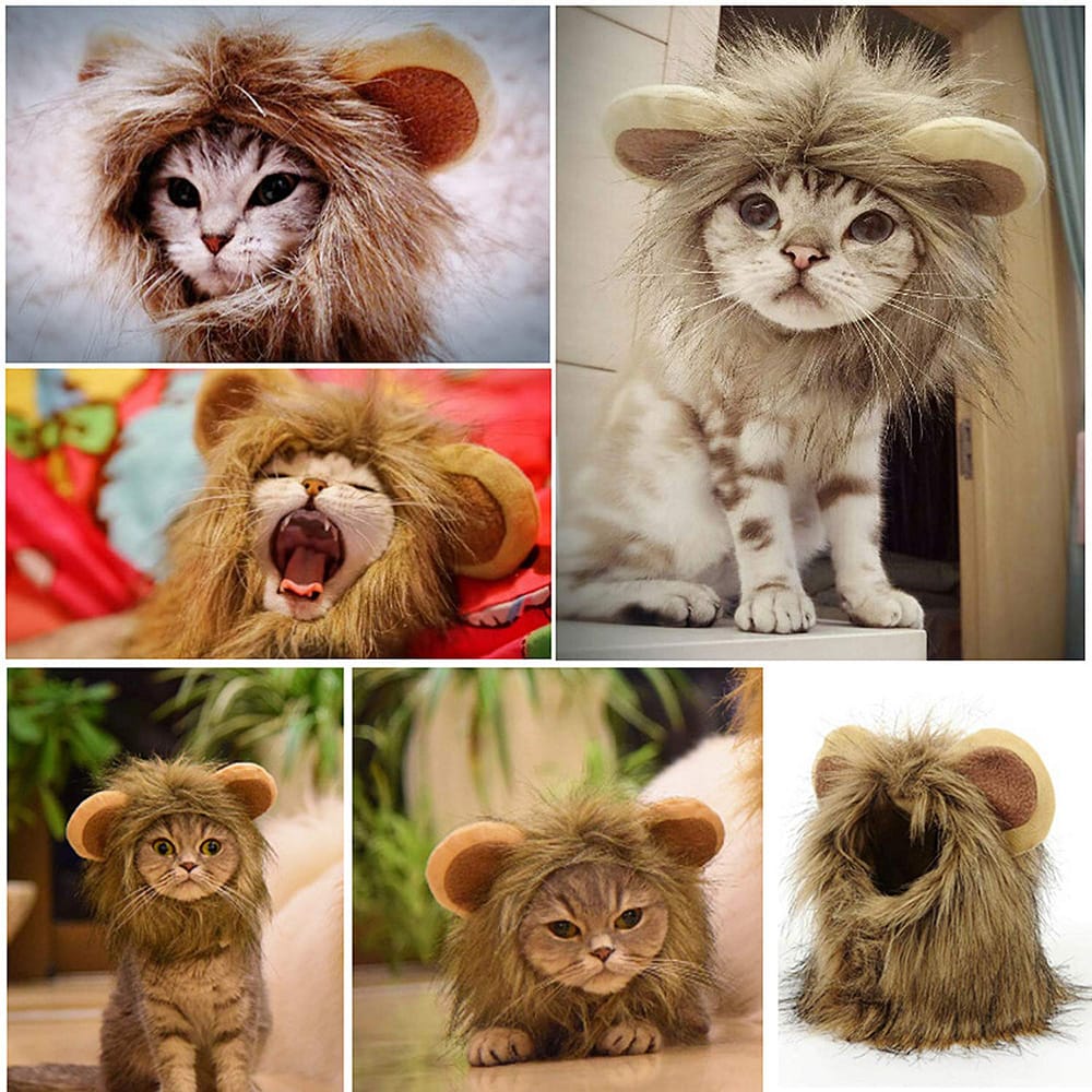 Cat Lion Mane Pet Lion Costume Pet Lion Hair Wig for Dogs - L