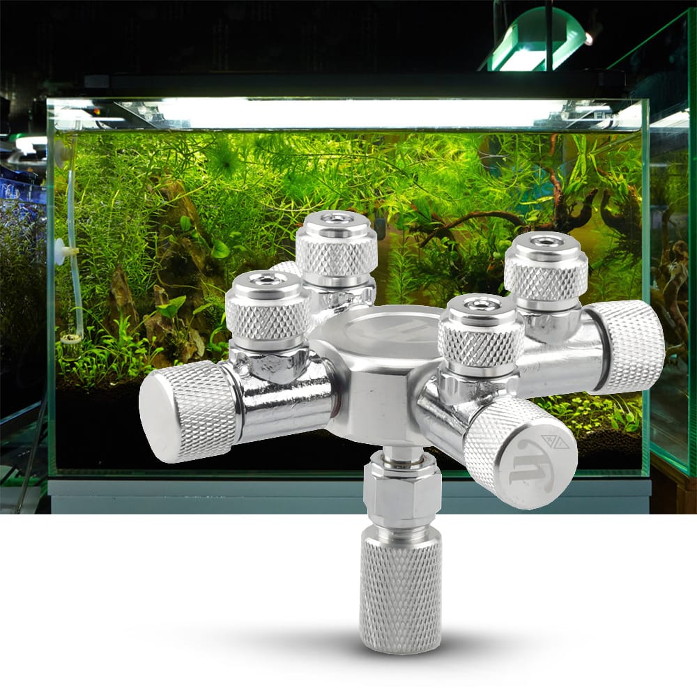 Aquarium Tank CO2 Splitter Regulator Distributor Needle Fine - 4 Way Outlets