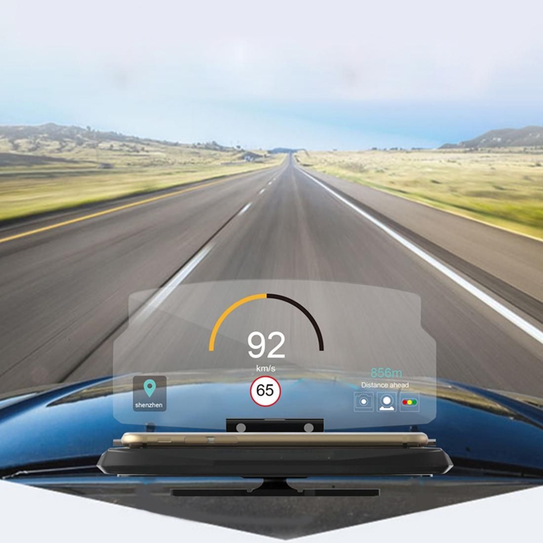 Universal Mobile GPS Navigation Bracket HUD Head Up Display Car Mobile Phone Mount Stand , For iPhone, Samsung, LG, Nokia, HTC, Xiaomi, Sony, Huawei, and other Smartphones (Black)