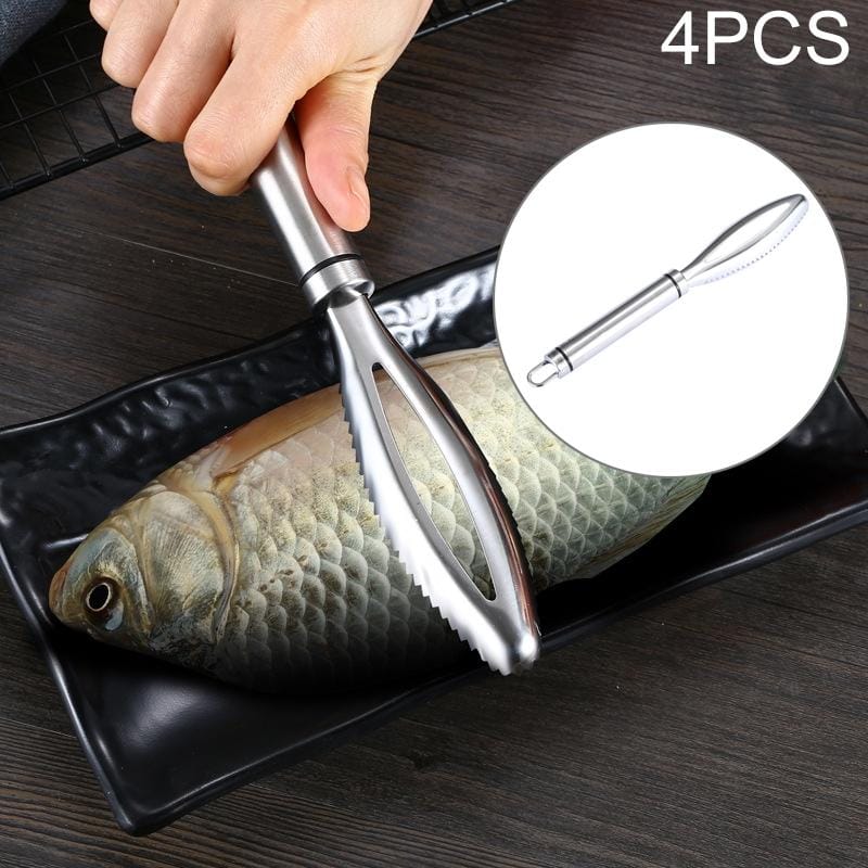 4 PCS Stainless Steel Fish Scale Planer Household Hand-held Fish Scale Remover