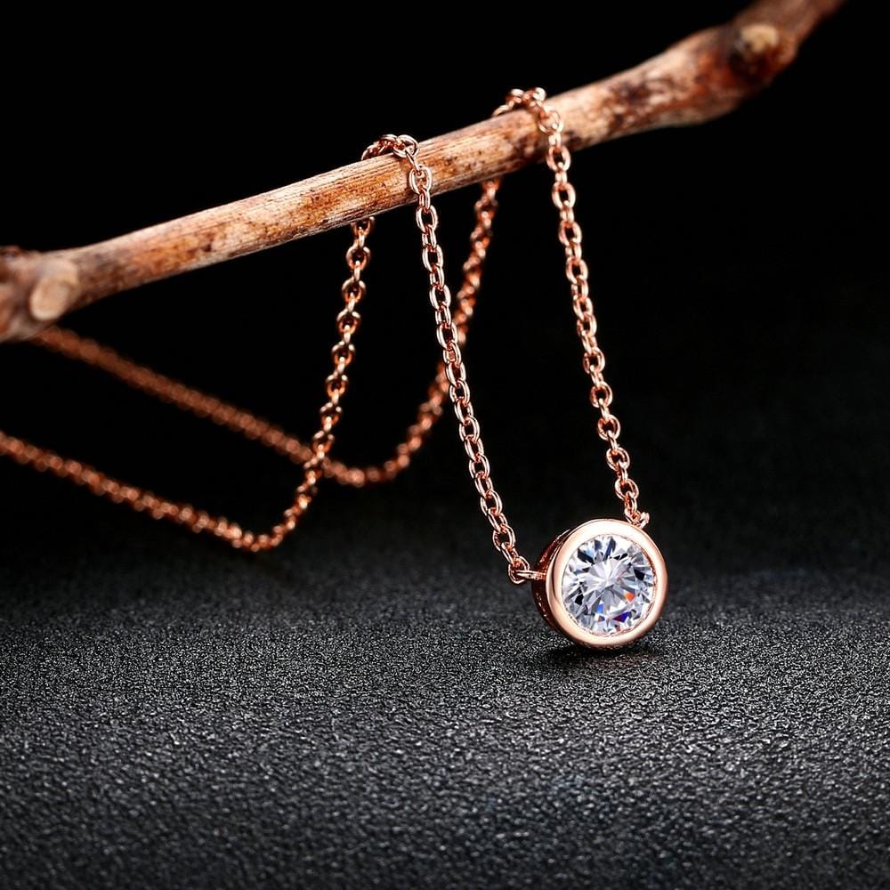 Simple Style Cubic Zirconia Necklaces Pendants Fashion Jewelry Women Chain Accessiories (Green)