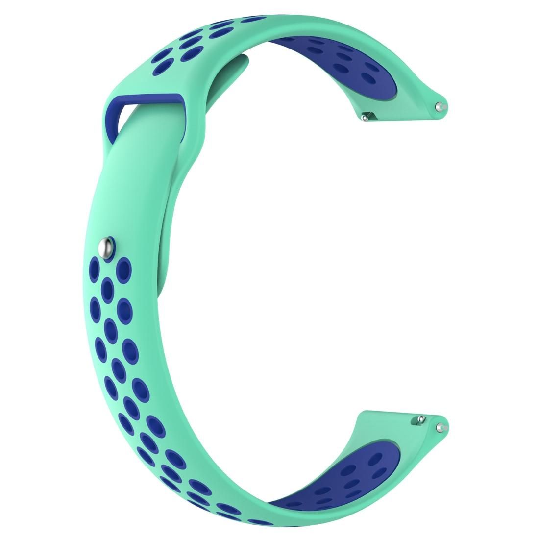 Double Color Wrist Strap Watch Band for Galaxy S3 Ticwatch Pro (Cyan)