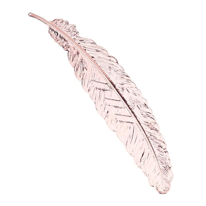 10 PCS Creative Metal Feather Bookmark Vintage Book Markers (Rose Gold)