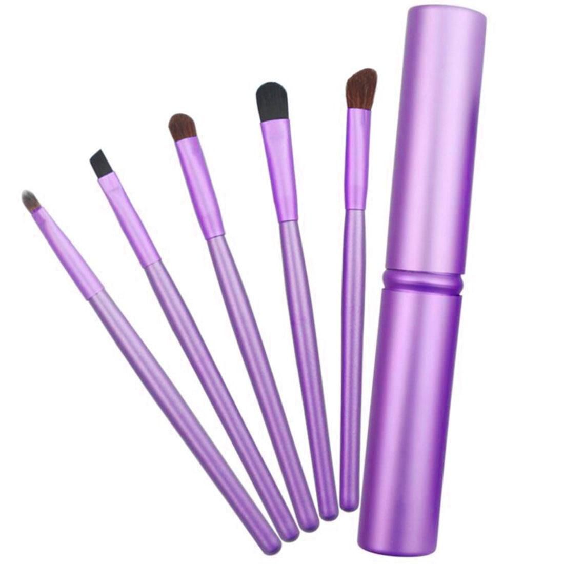 5 PCS Handle Eyes Makeup Brush Set with Aluminum Tube (Purple)
