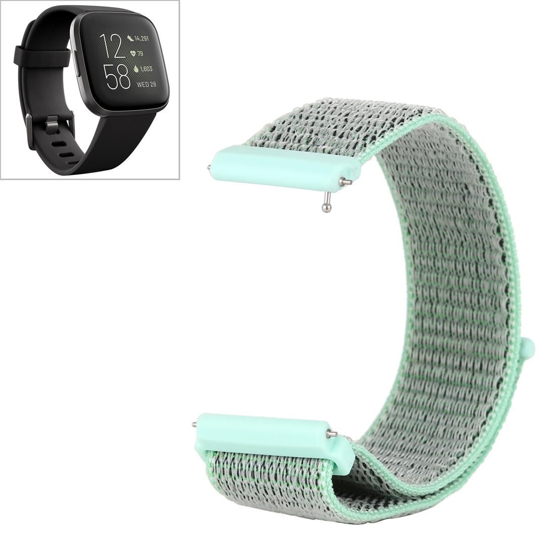 For Fitbit Versa / Versa 2 Nylon Watchband with Hook and Loop Fastener (Green Gray)