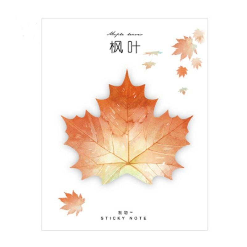 2 Sets Natural Plant Leaf Sticky Note Memo Pad Office Planner Sticker Paper (Maple leaf)