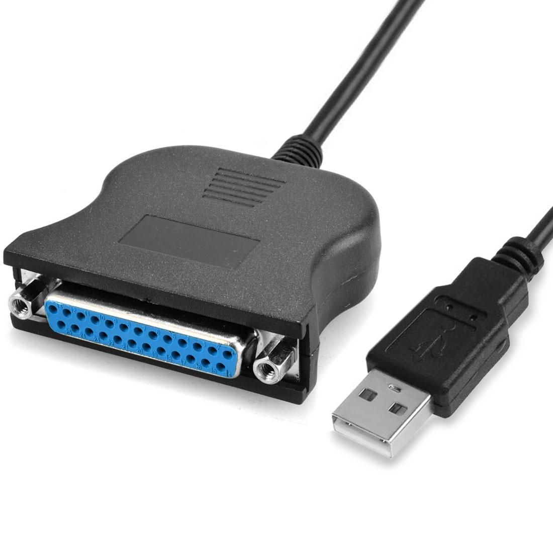 USB 2.0 to DB25 25 Pin Female Port Print Converter Cable (Black)