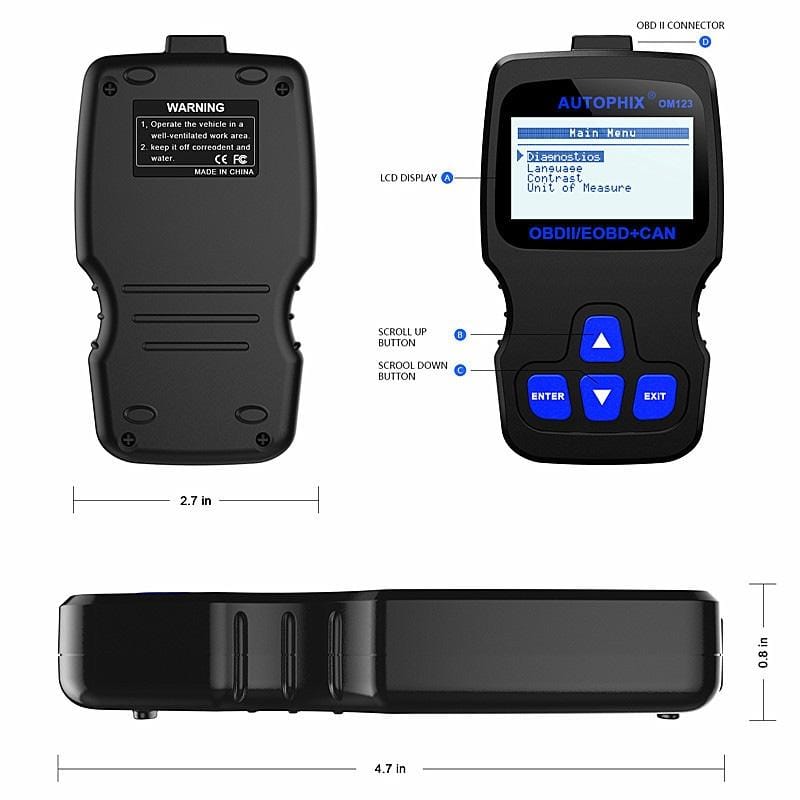 AUTOPHIX OM123 Car Portable OBD2 Scanner Car Diagnostic Tool OBD 2 Automotive Scanner EOBD Code Reader (Style1)