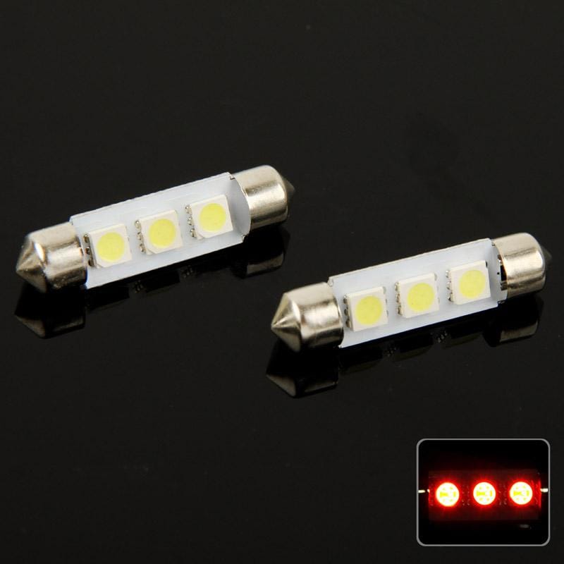 1 Pair 39mm White 3 LED 5050 SMD Car Signal Light Bulb (Style2)