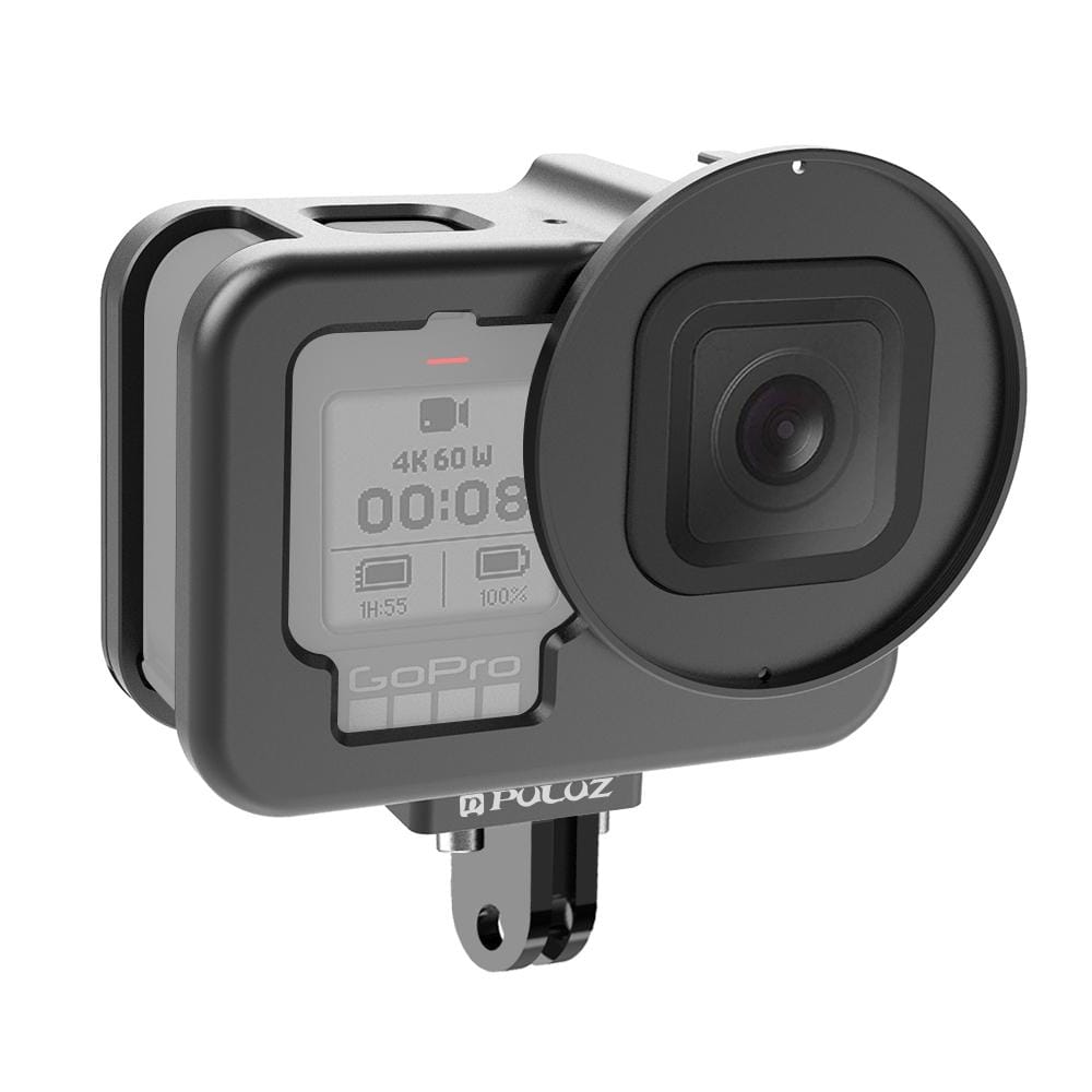 PULUZ for GoPro HERO9 Black Thin Housing Shell CNC Aluminum Alloy Protective Cage with Insurance Frame & 52mm UV Lens (Black)