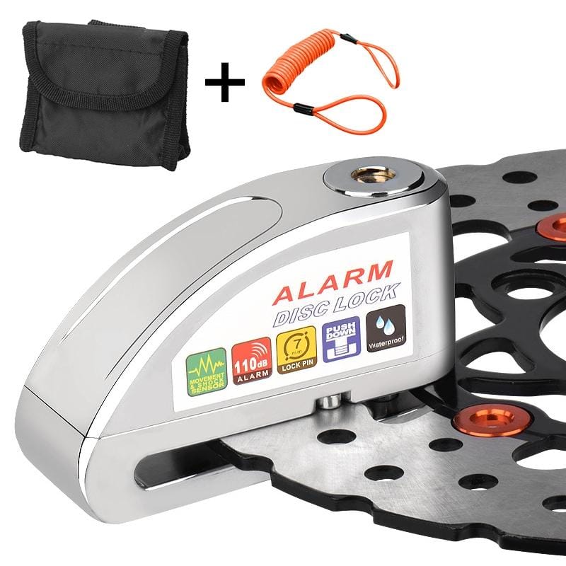 Motorcycles / Bicycle Anti-theft Lock Alarm Disc Brakes Lock with Cable and Bag (Silver)