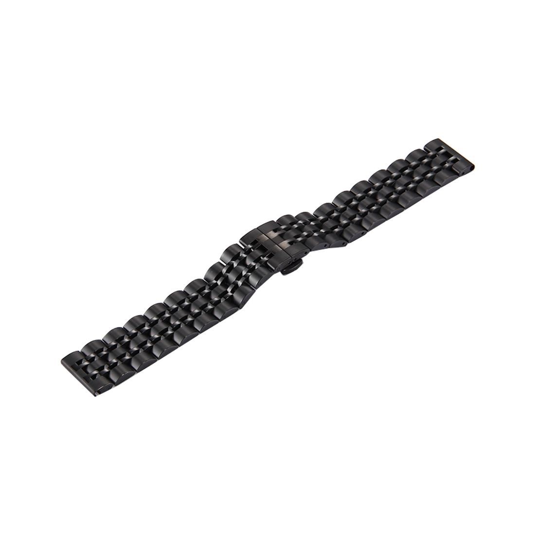 For Samsung Gear S3 Classic Smart Watch Hidden Butterfly Buckle 7 Beads Stainless Steel Watchband (Black)