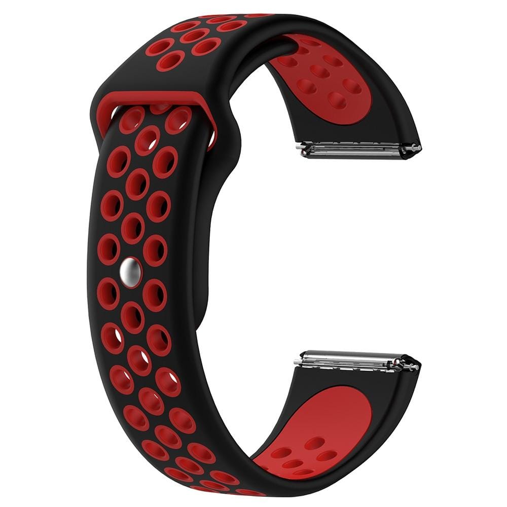 For Fitbit Versa Two-tone Silicone Replacement Wrist Strap Watchband (Black + Red)