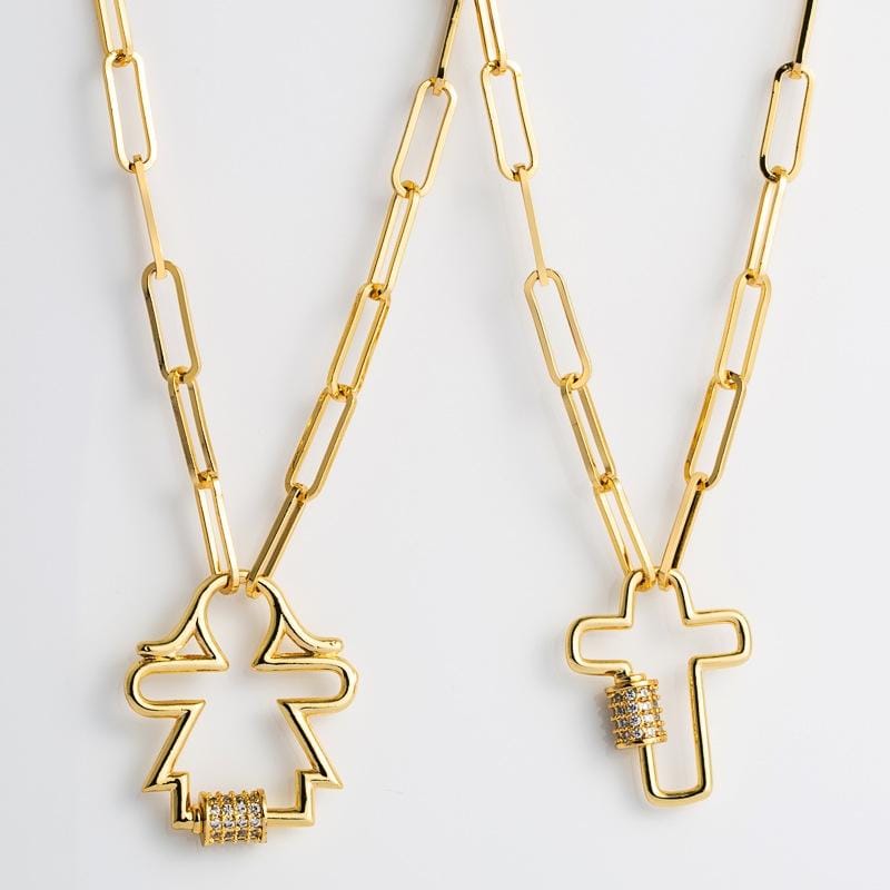 Brass Micro-inlaid Zircon Delicate Clavicle Chain Cross Pendant Necklace (Cross)