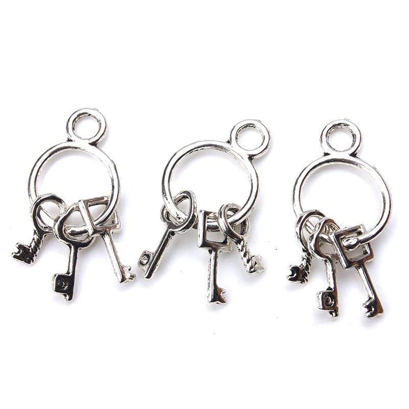 20 PCS 25mm x14mm Keys Charms Antique Silver Tone Cute for necklace pendant charms diy jewelry making