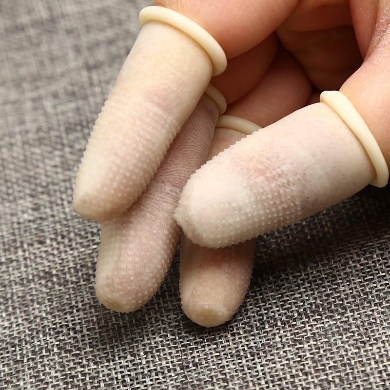 100 PCS Antistatic Antislip Durable Fingertips Latex Protective Gloves, Size: S, 2.4*5.5cm(Khaki)