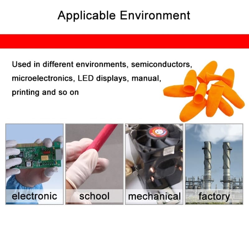 100 PCS Antistatic Antislip Durable Fingertips Latex Protective Gloves, Size: M, 2.6*6.3cm(Orange)