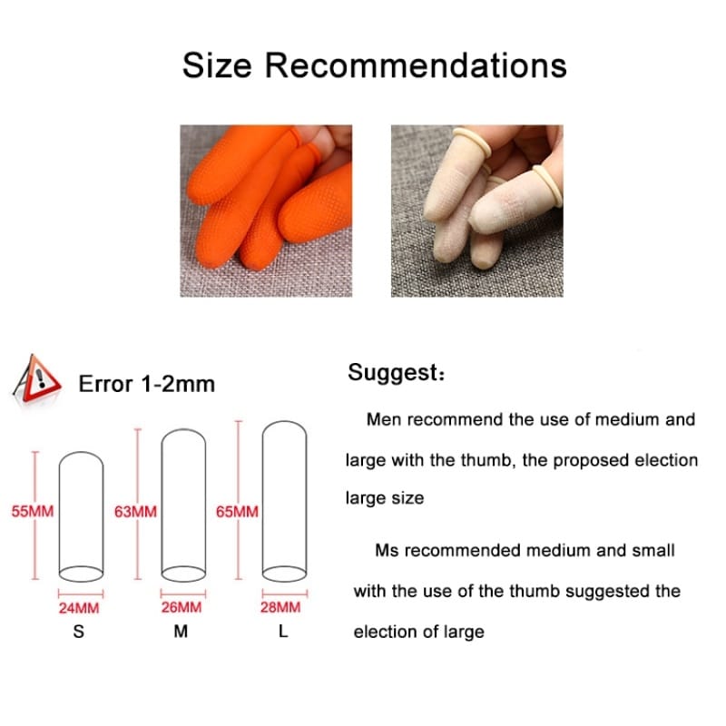 100 PCS Antistatic Antislip Durable Fingertips Latex Protective Gloves, Size: M, 2.6*6.3cm(Khaki)