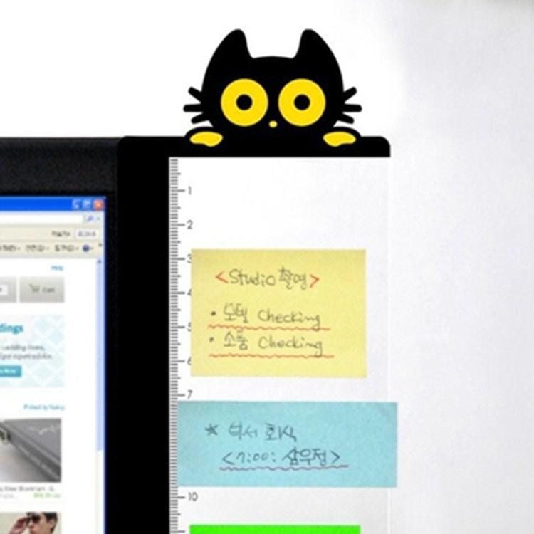 Computer Monitor Side Board Message Board With Convenient Ruler, Position:Monitor Right (Cat Lying Down)