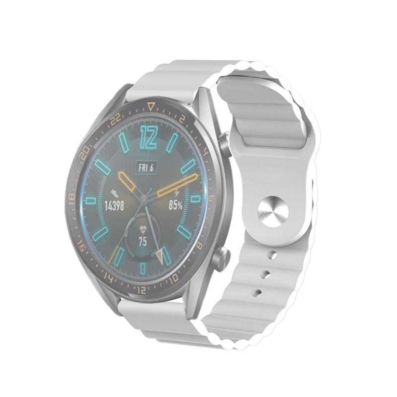 22mm For Huawei Watch GT2e / GT2 46mm Reverse Buckle Wave Silicone Strap (White)