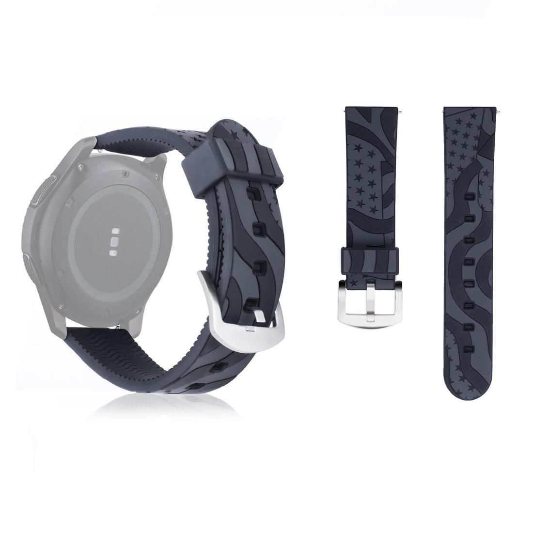 National Flag Pattern Silicone Wrist Watch Band for Samsung Gear S3  22mm (Black)