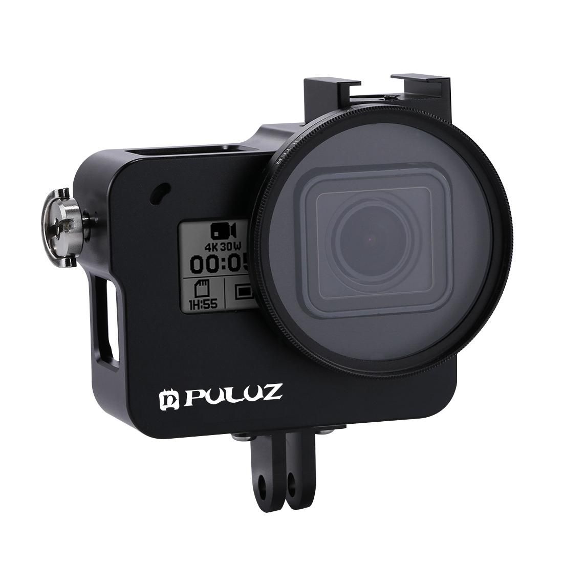 PULUZ Housing Shell CNC Aluminum Alloy Protective Cage with 52mm UV Lens for GoPro HERO /7 Black /6 /5 (Gold)