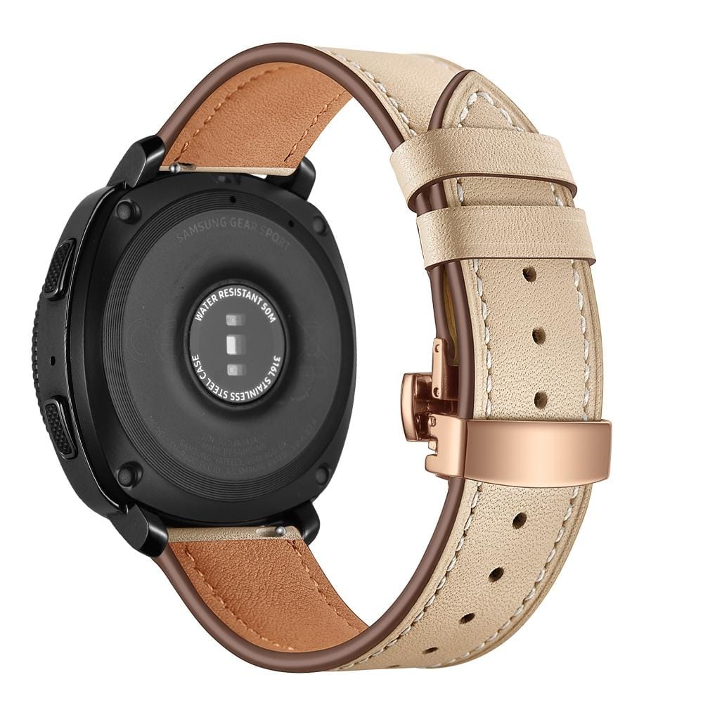 22mm For Huawei Watch GT2e / GT2 46mm Leather Butterfly Buckle Strap Rose Gold Buckle (Apricot)