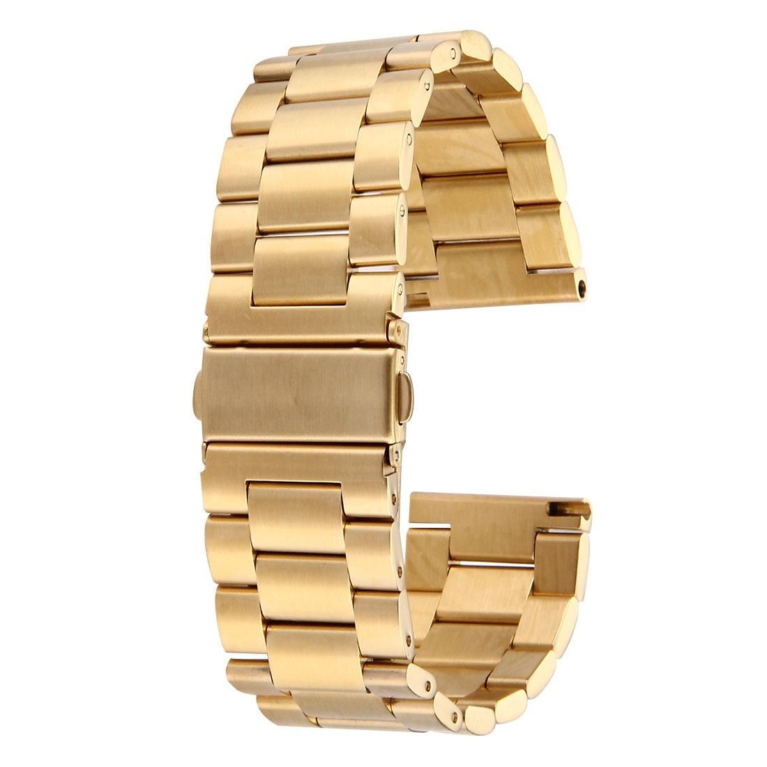 For Fitbit Blaze Smart Watch Butterfly Buckle 3 Beads Stainless Steel Watchband (Gold)