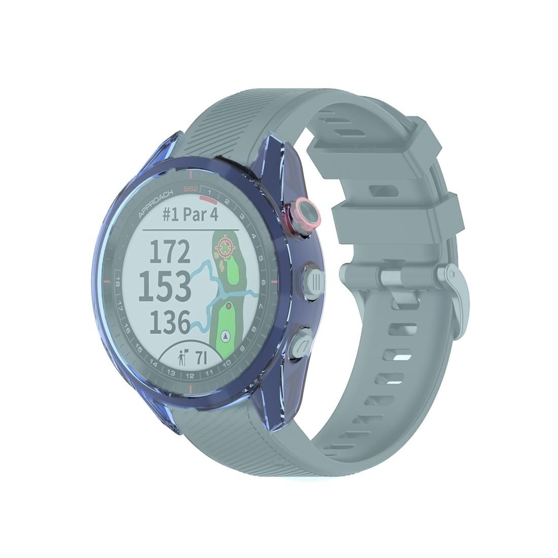 For Garmin Approach S62 Transparent TPU Silicone Watch Case (Transparent Blue)
