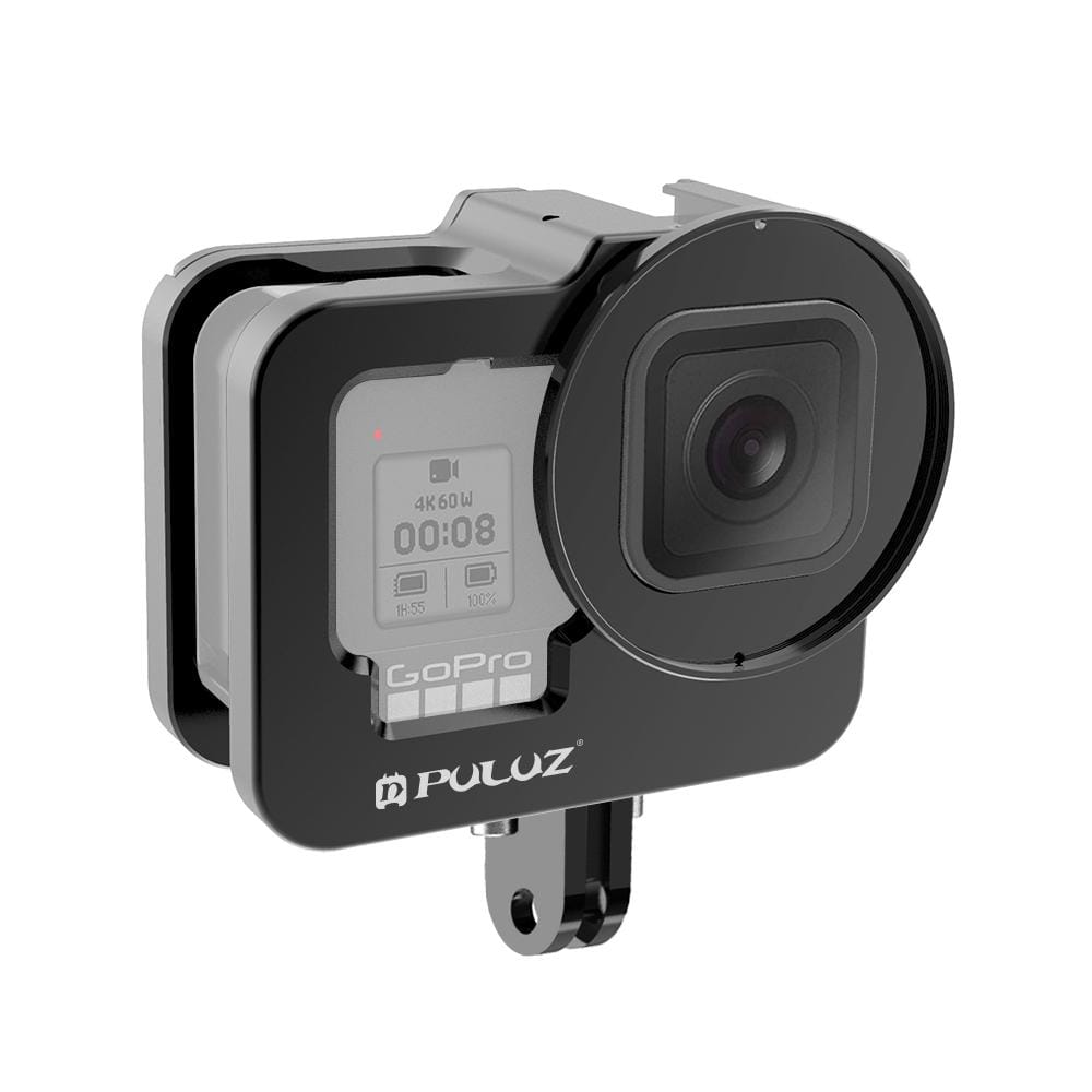 PULUZ for GoPro HERO9 Black Thicken Housing Shell CNC Aluminum Alloy Protective Cage with Insurance Frame & 52mm UV Lens (Black)