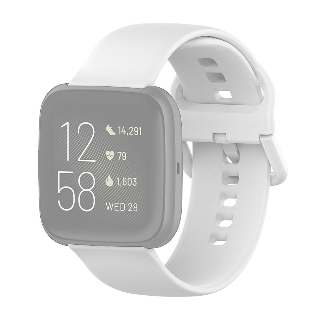 23mm Color Buckle Silicone Wrist Strap Watch Band for Fitbit Versa 2 / Versa / Versa Lite / Blaze, Size: L (White)