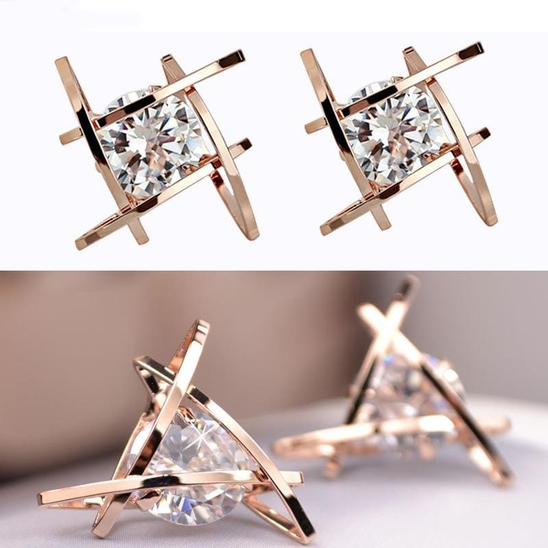 Women Fashion Zircon Earrings Toe (Triangle Silver)