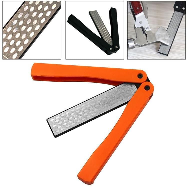 Foldable Double-sided Knife Sharpener Household Diamond Grinding Stone Tool (Orange)