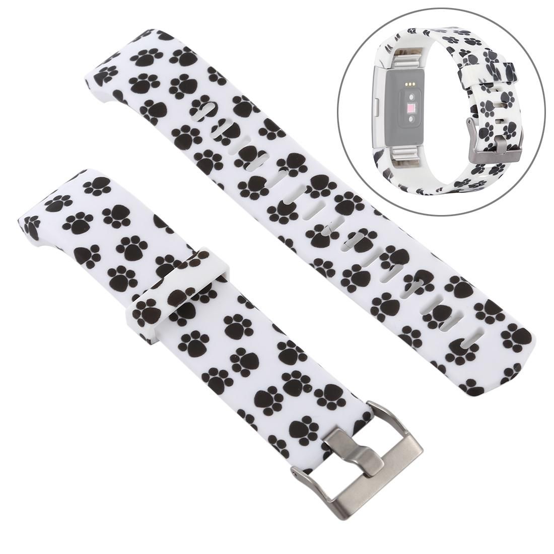Smart Watch Silicone Printing Wrist Strap Watchband for FITBIT Charge 2 (Black White)