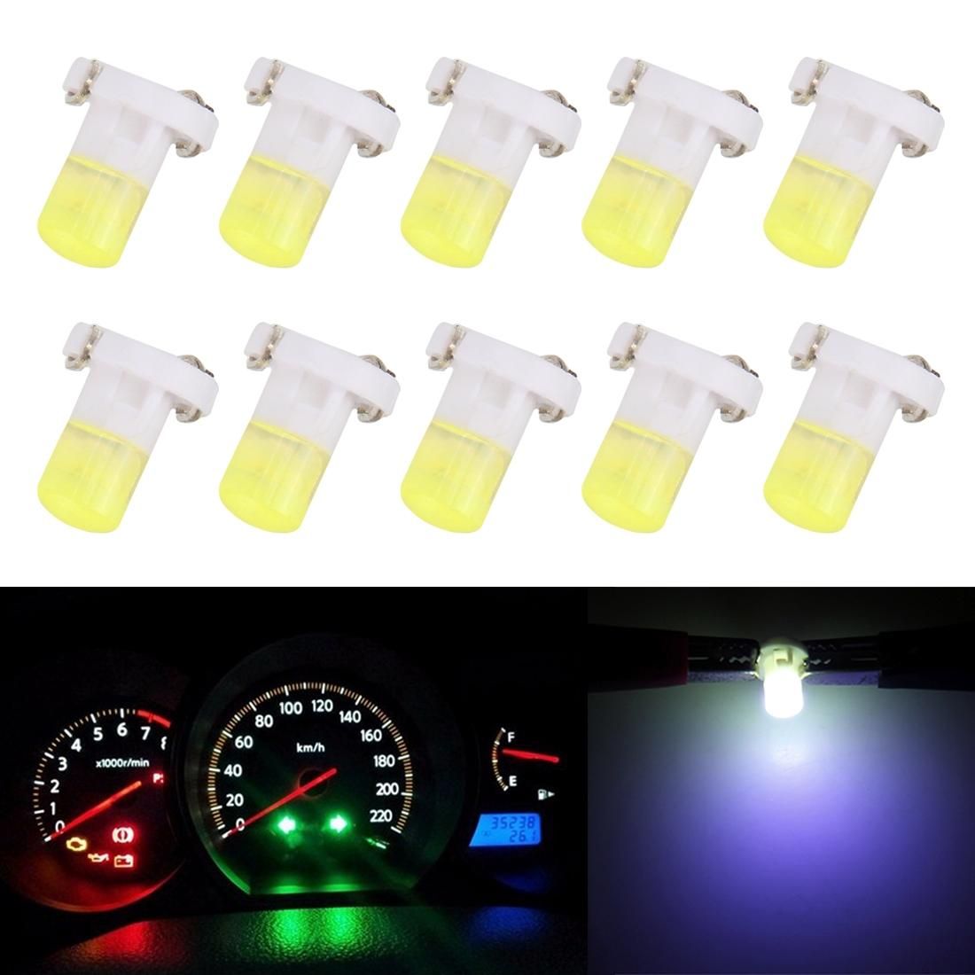 10 PCS 2W T3 Wedge Instrument Panel LED Light Dashboard Gauge Cluster Indicator Lamp Bulb (White Light)