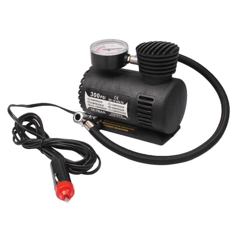 Portable Mini Auto Electric Air Compressor with Car Charger (Black)