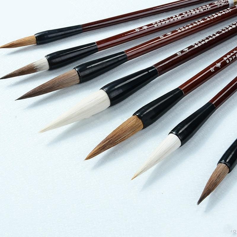 7 PCS / Set Fan Boxed Brush Gift Chinese Painting Calligraphy Brush Set