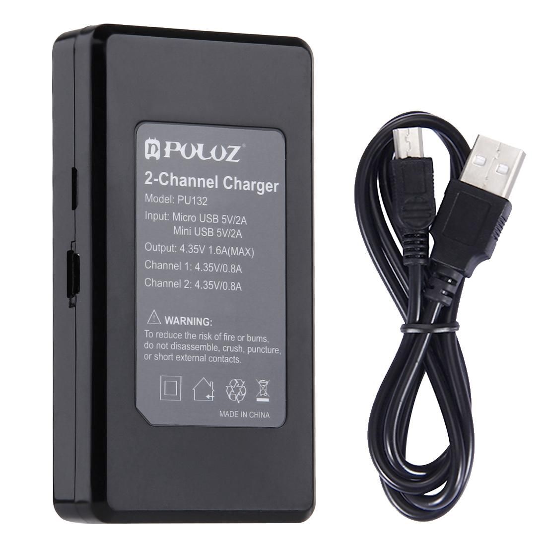 PULUZ 2-channel Charger for GoPro HERO4 /3+ /3 (Black)