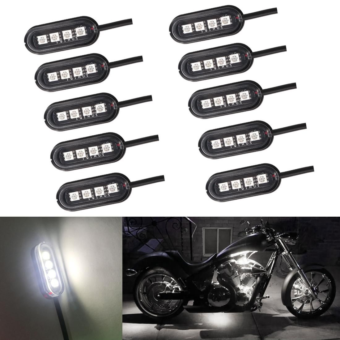 10 PCS Universal Car / Motorcycles LED Atmosphere Lights Inner Decorative Lamp DC12V (White Light)