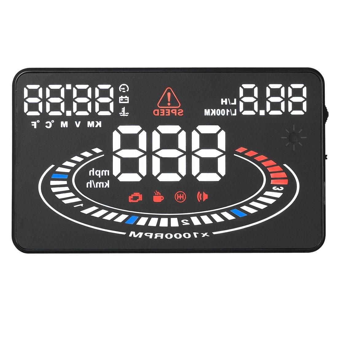 E300 5.5 inch Car OBDII / EUOBD HUD Vehicle-mounted Head Up Display Security System, Support Speed & Fuel Consumption, Overspeed Alarm,  Fuel Consumption, Water Temperature, etc. (Black)