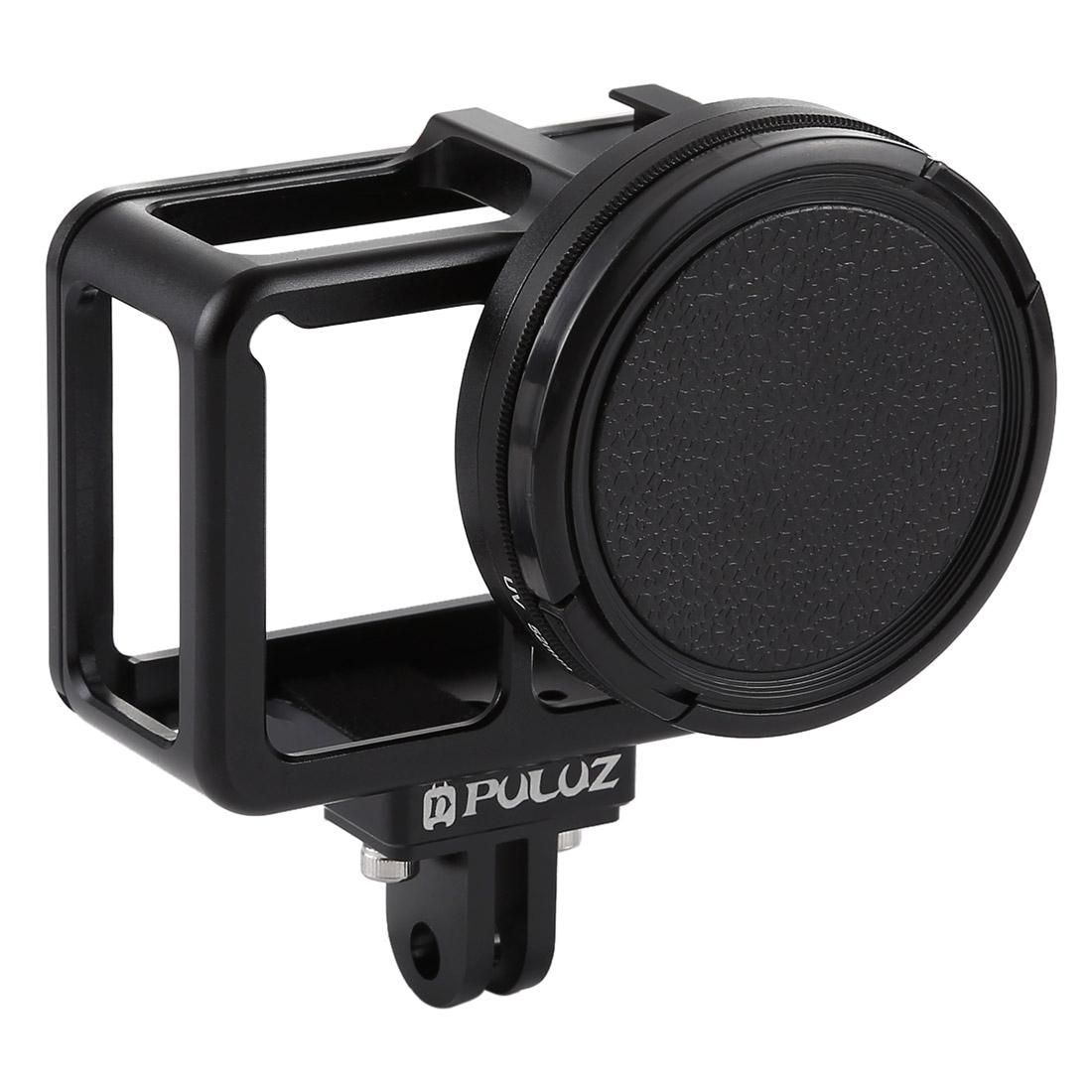 PULUZ Housing Shell CNC Aluminum Alloy Protective Cage with Insurance Frame & 52mm UV Lens for GoPro HERO7 Black /6 /5 (Blue)
