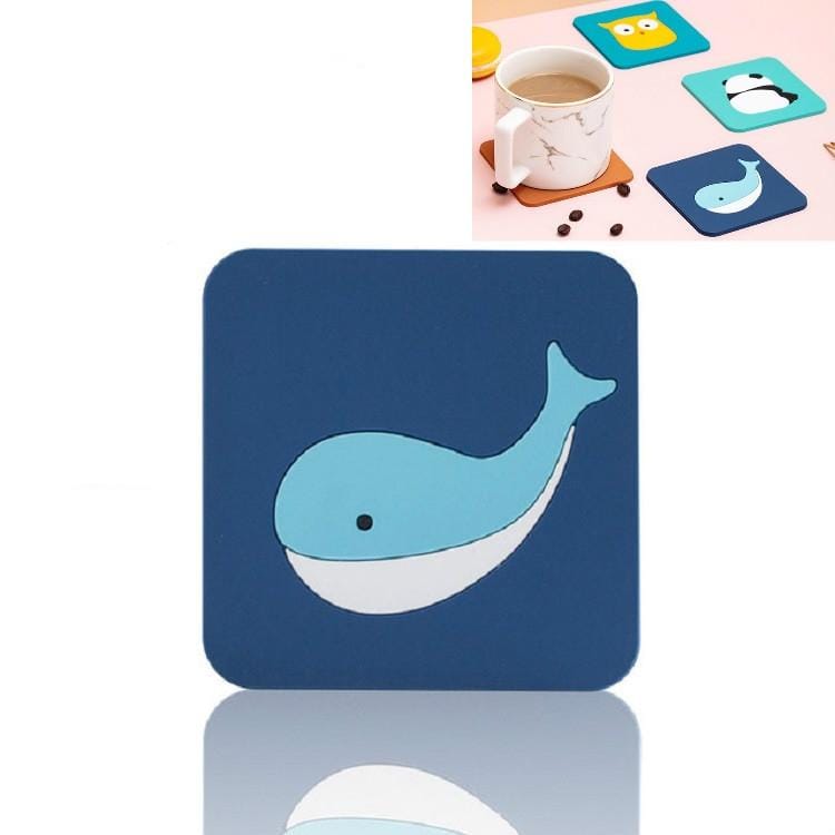 10 PCS Anti-scald and Heat-resistant Placemats Home Waterproof and Oil-proof Table Mats Silicone Coasters, Size:Small, Style:Whale