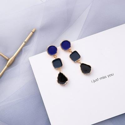 Summer Blue Geometric Acrylic Hollow Drop Earrings for Women Party Beach Jewelry (10210K)