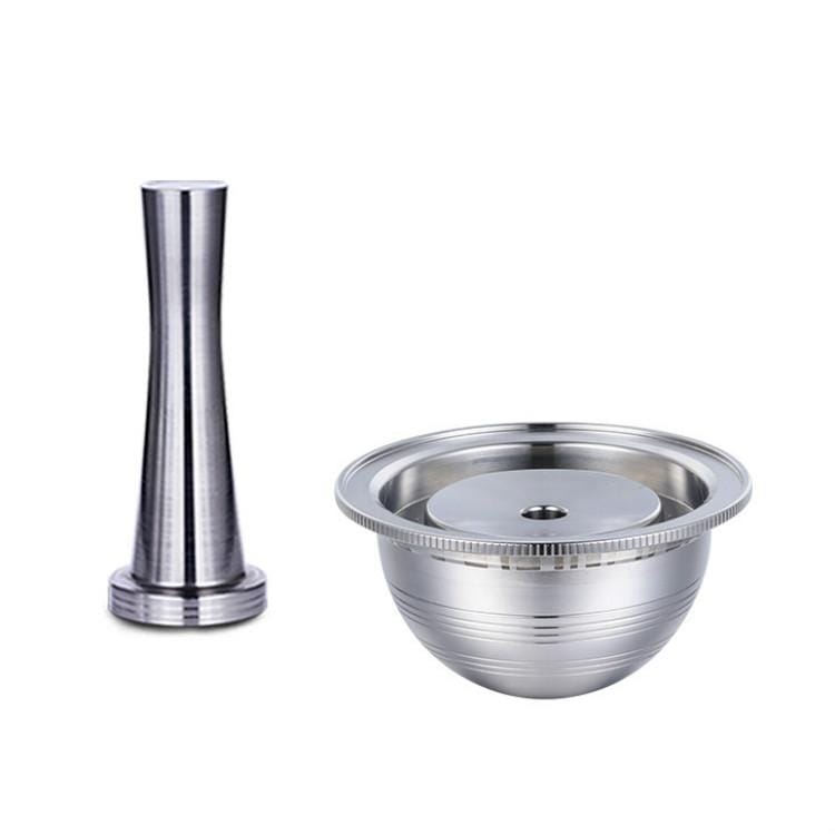 Coffee Capsule Shell Reusable Coffee Filter Stainless Steel Coffee Filter Tool, Style:Coffee Capsule+Powder Hammer