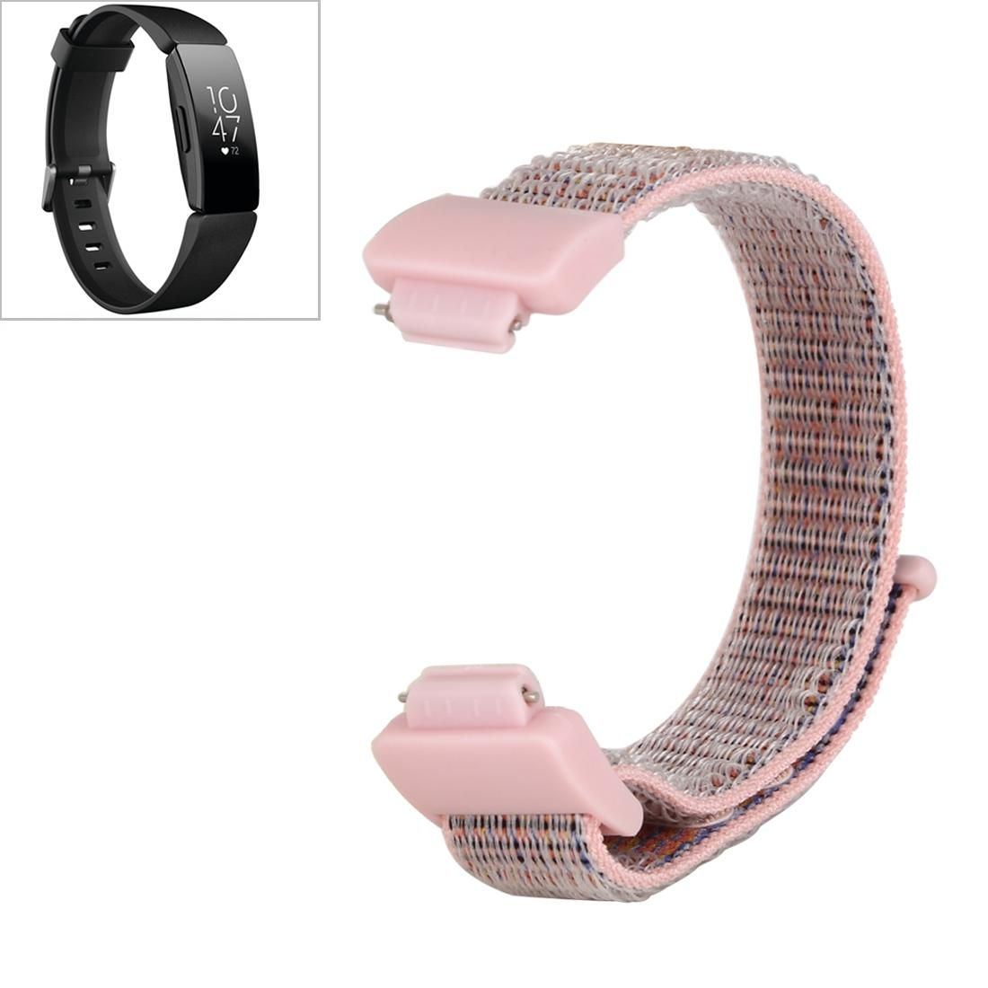For Fitbit Inspire/ Inspire HR Nylon Watchband with Hook and Loop Fastener (Pink)