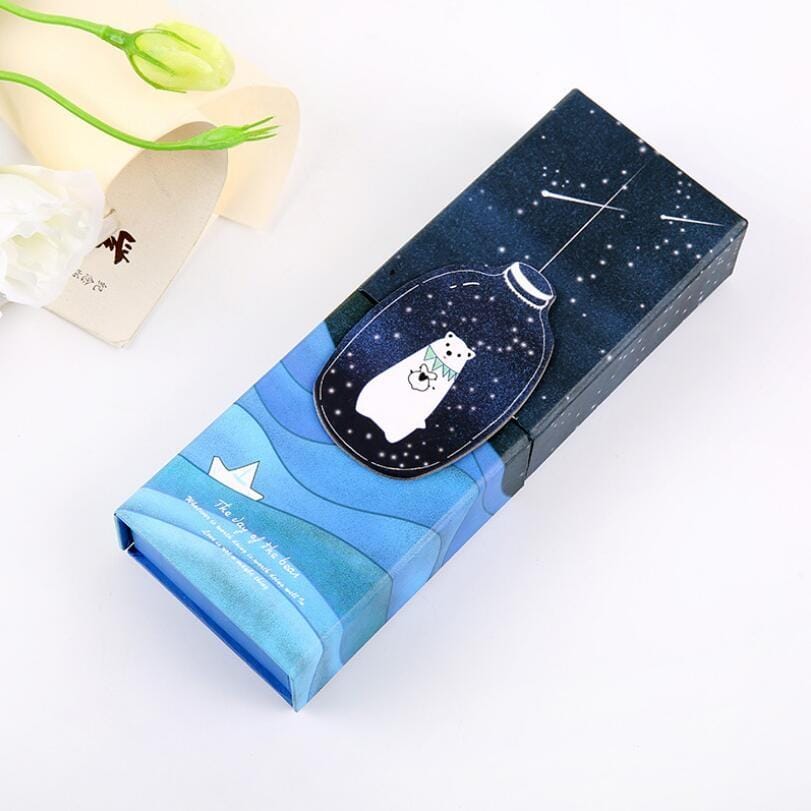 Creative Starry Sky Simple Multifunctional Folding Pen Holder Pencil Bag School Supplies (Listen to Starry Sky A)