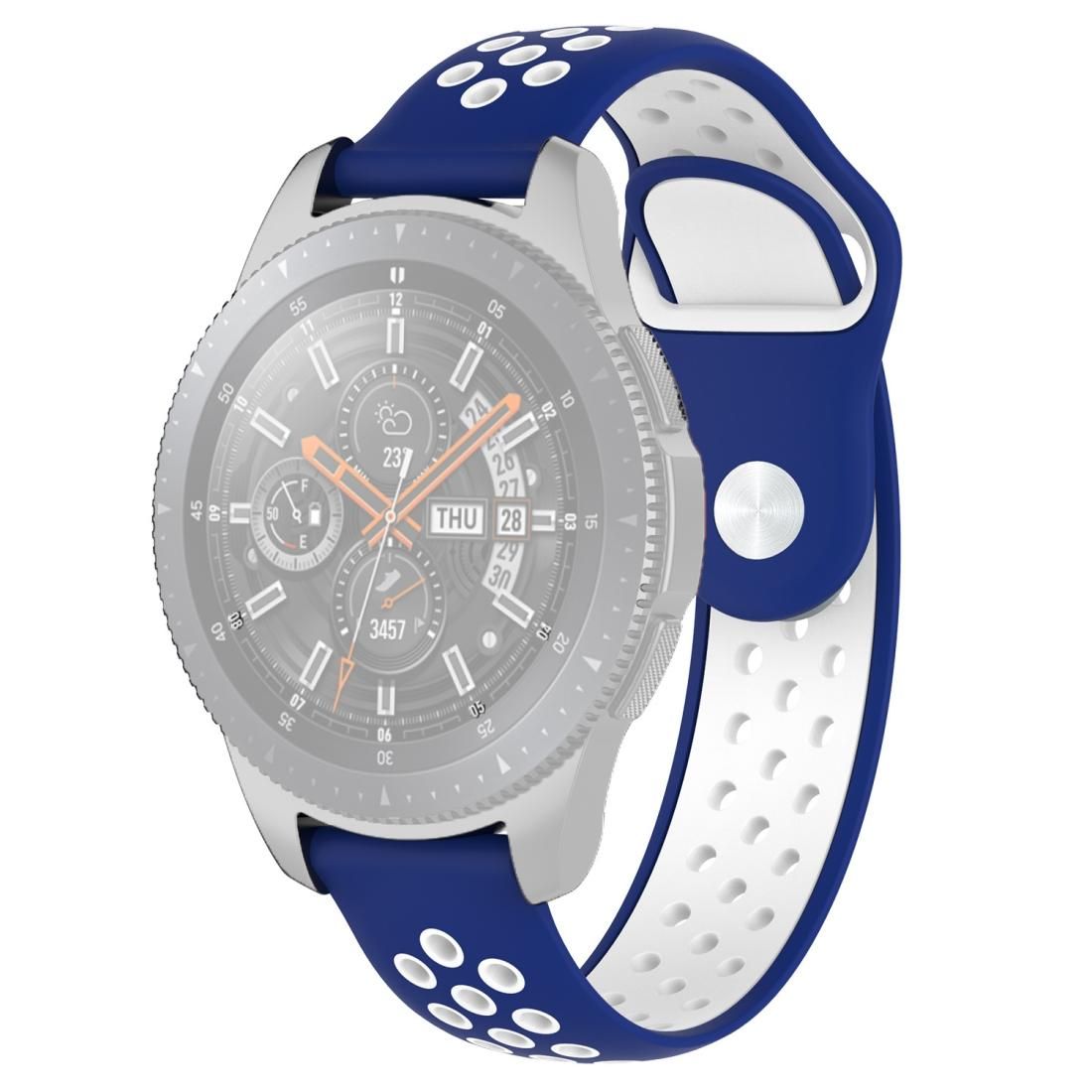 Double Color Wrist Strap Watch Band for Galaxy Watch 46mm (White Blue)