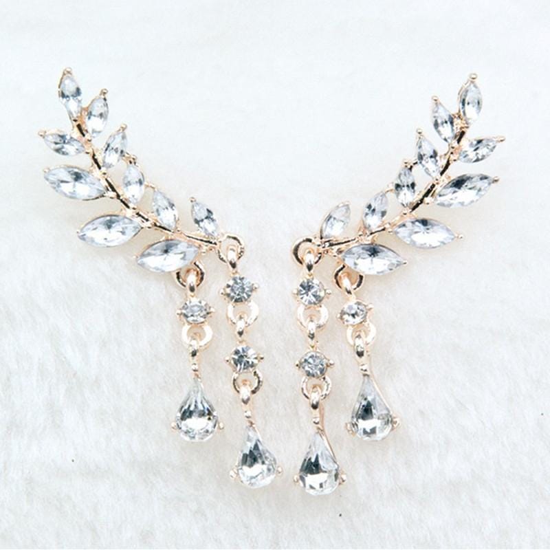 Women Tassel Wing Style Drop Earrings Fashion Cubic Jewelry (Golden color)