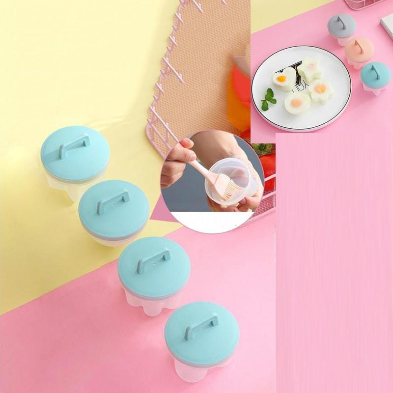4 in 1 Home Creative Kitchen Steaming Egg Set with Oil Brush (Green)