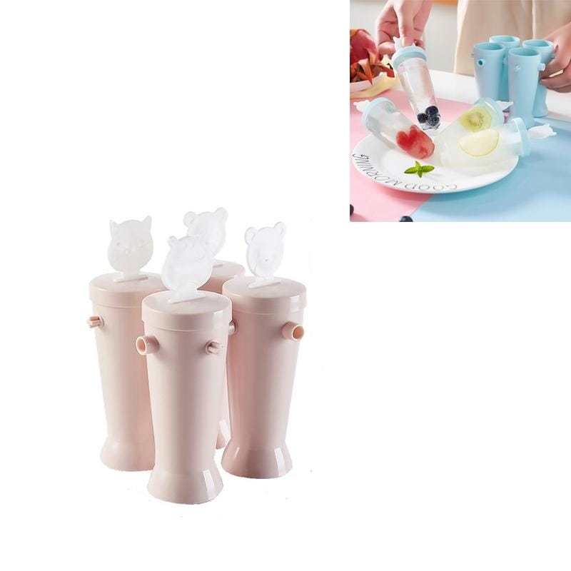 Home Cartoon Animal Homemade Cute DIY Popsicle Ice Cream Mold, Style:Round (Beige)